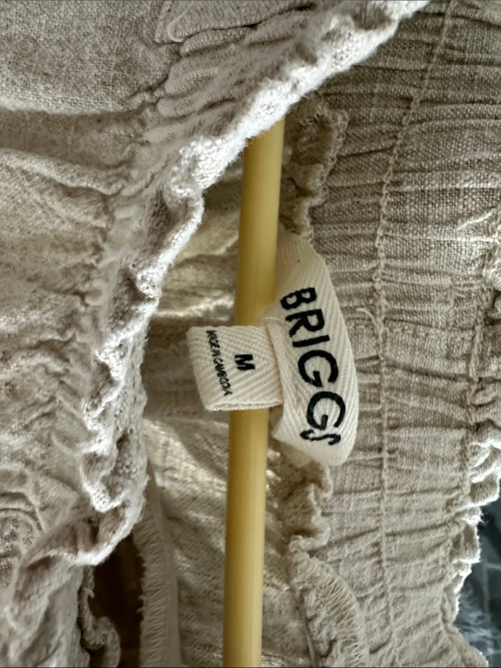 Briggs New York Beige Linen-Blend Elastic Waist Trousers